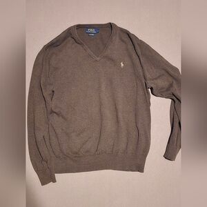 Polo Ralph Lauren Men's Brown Pima Cotton V-Neck Sweater Large